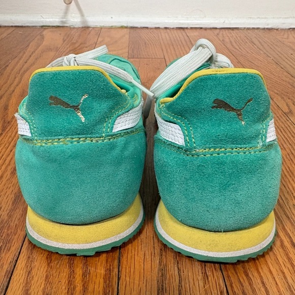 Puma Green Suede Nylon‎ Lace Up Athletic Sneakers Shoes men’s 5.5 Women 7 - Picture 5 of 11
